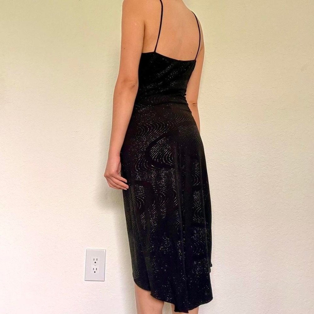 Vintage Papaya black glitter asymmetrical midi dress - Picture 5 of 7